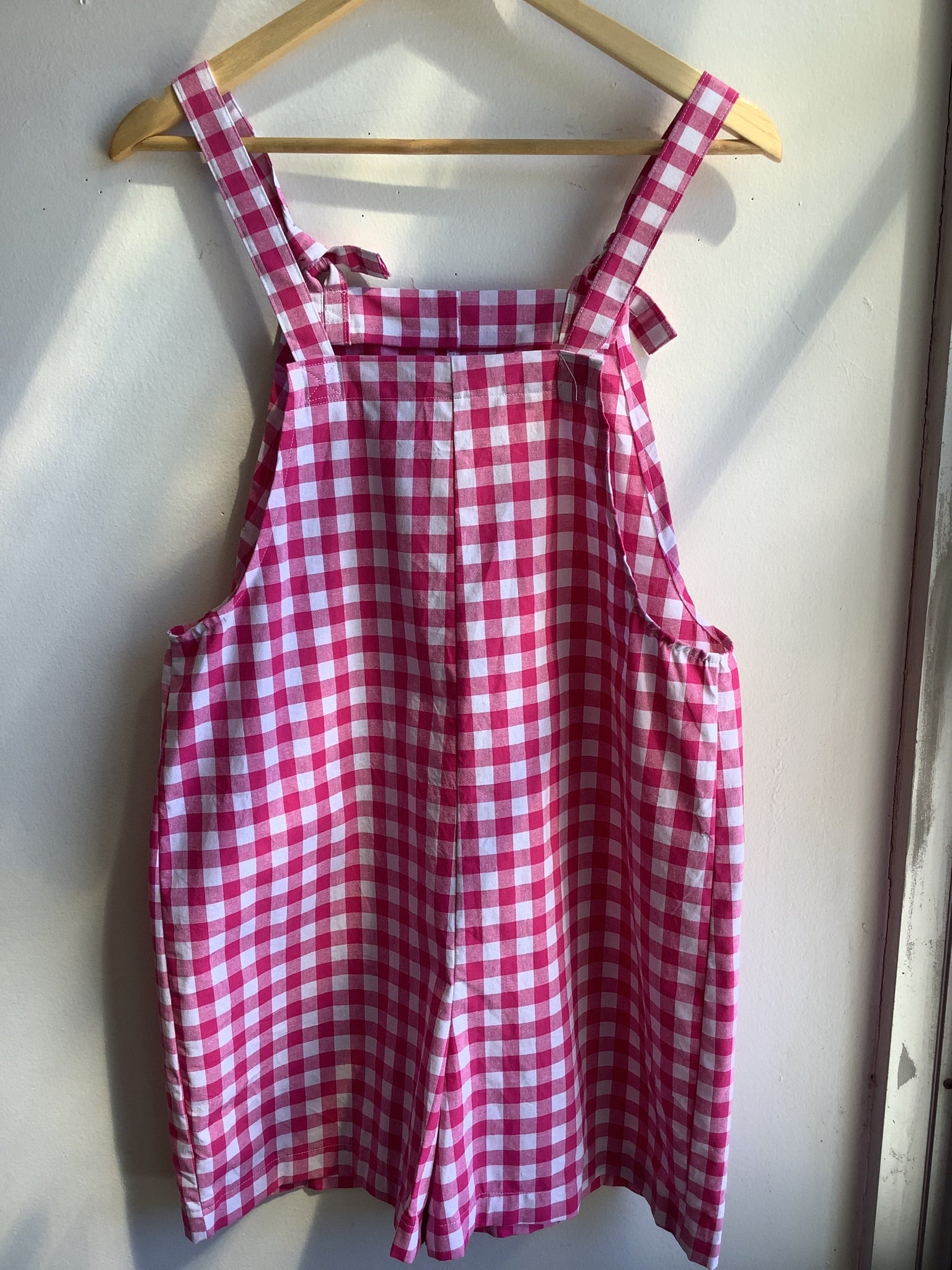 Butterflies in Ballgowns Pink Gingham Short Overalls