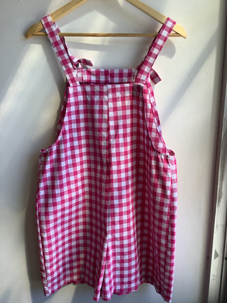 Butterflies in Ballgowns Pink Gingham Short Overalls