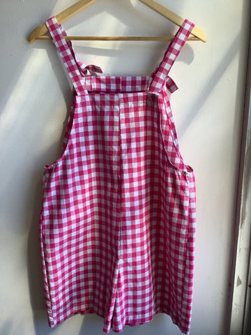 Butterflies in Ballgowns Pink Gingham Short Overalls