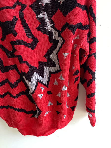 Vintage 80s Abstract Knit Sweater- Made in Canada