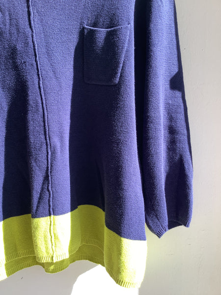 Vintage Navy & Lime Block Knit Sweater