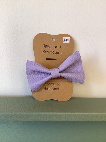 Raw Earth Bowtique Purple Leather Head Band
