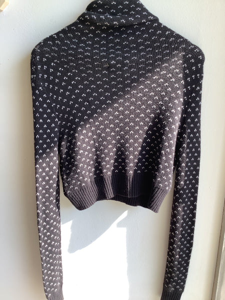BDG Black & White patterned crop Turtleneck Sweater