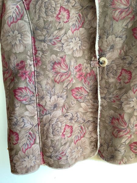 Coldwater Creek Faux Suede Floral Vest