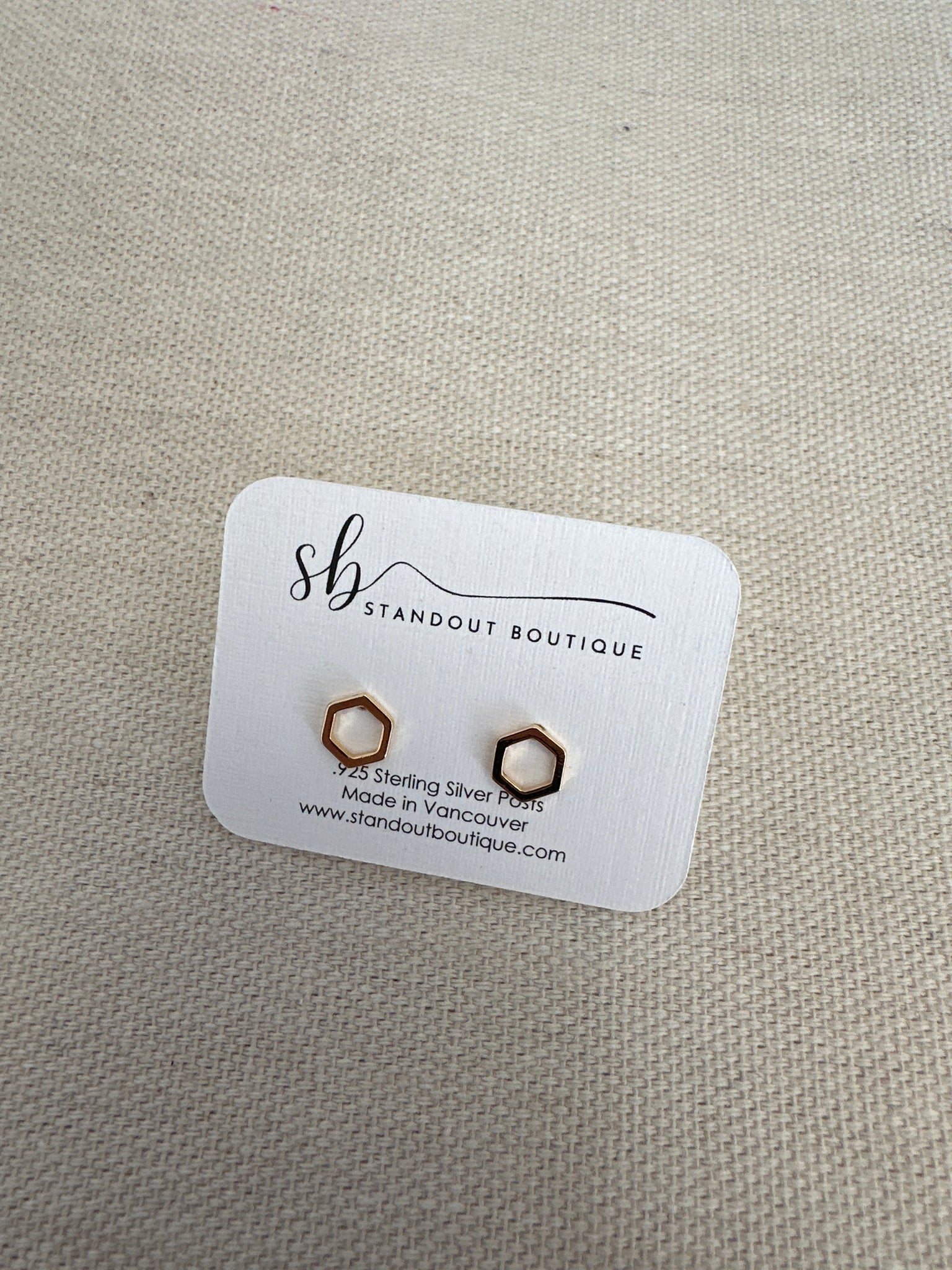 Standout Boutique Hexagon Gold Studs