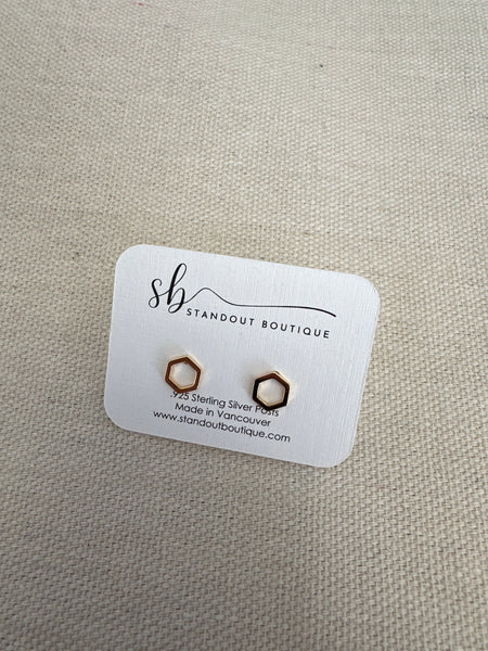 Standout Boutique Hexagon Gold Studs