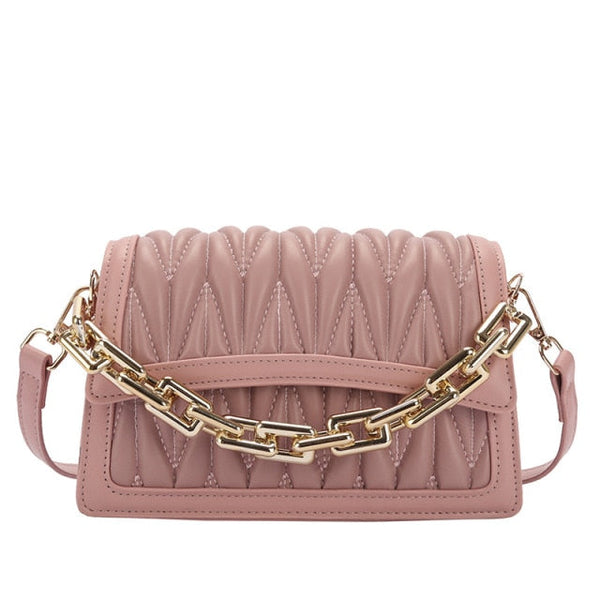 Ruched Chain Strap Handbag