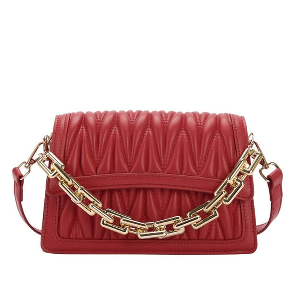 Ruched Chain Strap Handbag