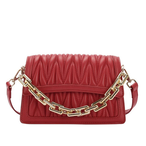 Ruched Chain Strap Handbag