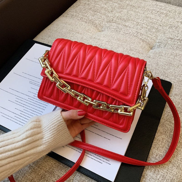 Ruched Chain Strap Handbag