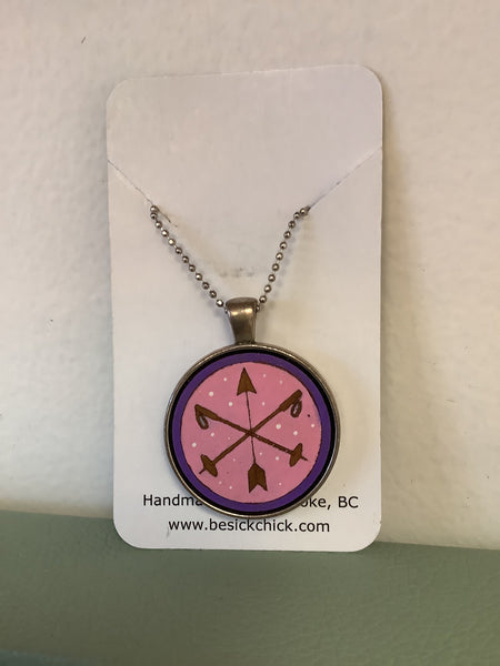 Sick Chick Necklace Pink Ski Poles/Arrow #10
