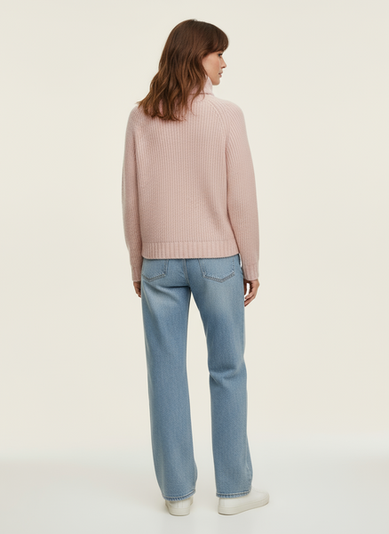 Blush Chunky Knit Turtleneck Sweater