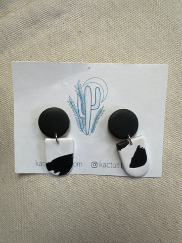 Kactus Blue Cow Print Handmade Clay Earrings