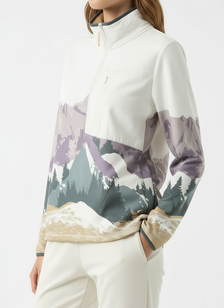Mountain Landscape Half-Zip Pullover