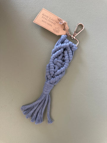 Raw Earth Macrame Blue Key Chain