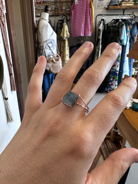 Copper Wire Labradorite Dream Ring