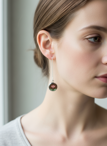 Pink Lotus Wooden Dangle Earrings - Sick Chick (Revelstoke, BC)