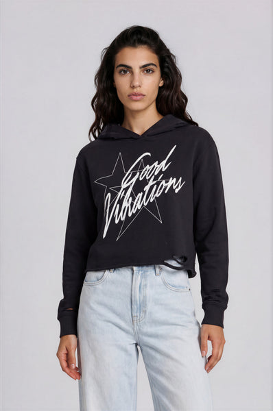 GOOD VIBRATIONS - Cutout Pullover Hoodie