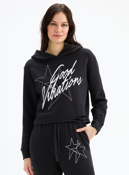 GOOD VIBRATIONS - Cutout Pullover Hoodie