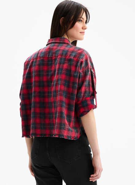 JOJO - Rolled-Up Sleeve Plaid Shirt