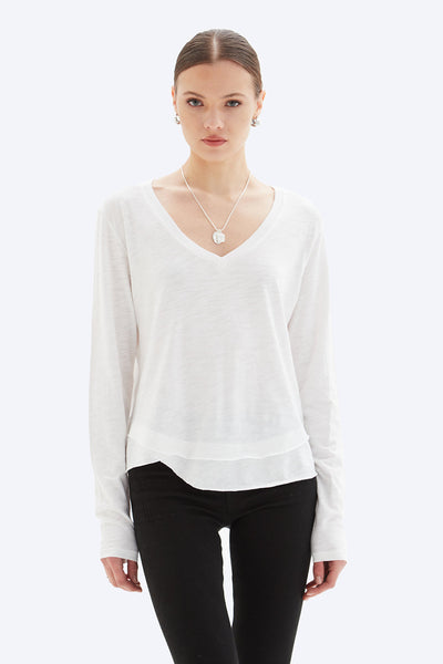 AVA V-NECK LONG SLEEVE - V-Neck Mock Layer Long Sleeve T-Shirt
