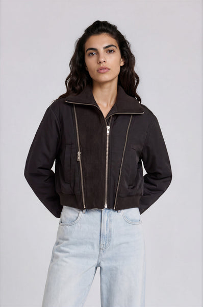 AMBER - Zippered Bomber Jacket