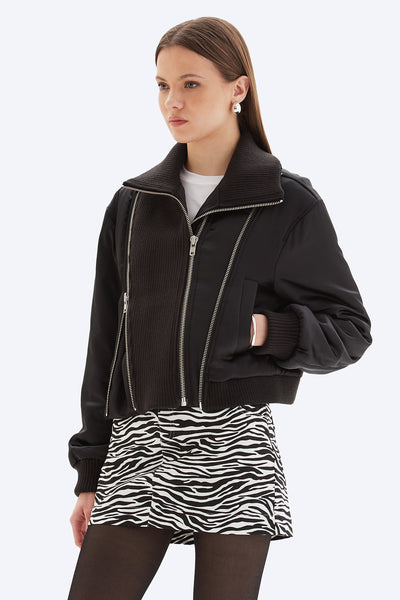 AMBER - Zippered Bomber Jacket