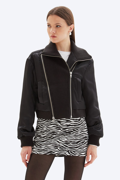 AMBER - Zippered Bomber Jacket