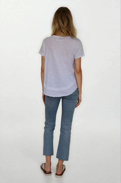 EMBROIDERED AVA - V-Neck Mock Layer T-Shirt