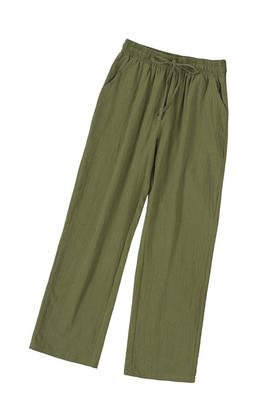 Women's Elastic Waist Linen Pants with Pockets