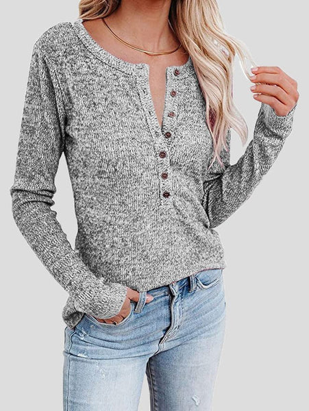 Women's Long Sleeve Henley Shirt with practical styling and dependable silhouette control.