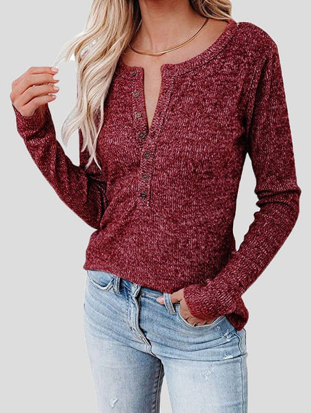 Textured Waffle Knit Henley Top with Button Placket with practical styling and dependable silhouette control.