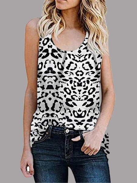 Women's Sleeveless Leopard Print Vest Top