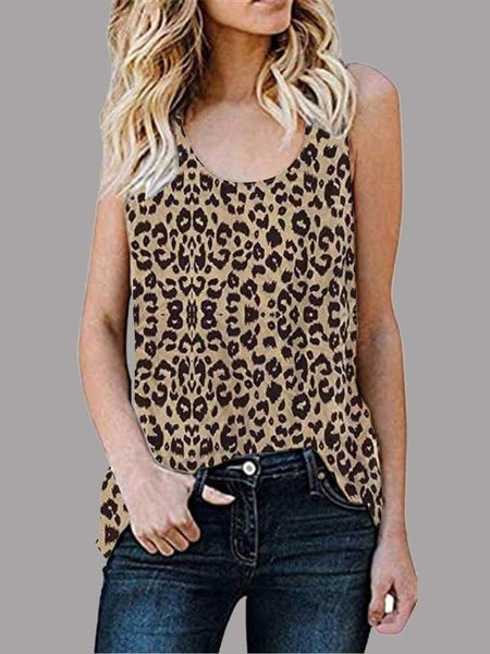 Women's Sleeveless Leopard Print Vest Top