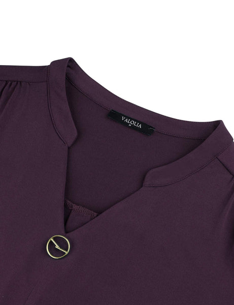 Casual V-Neck Loose Fit Blouse with Mid-Length Sleeves