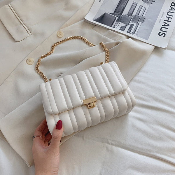 Lined Ruffle Chain Bag