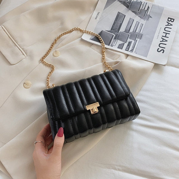 Lined Ruffle Chain Bag