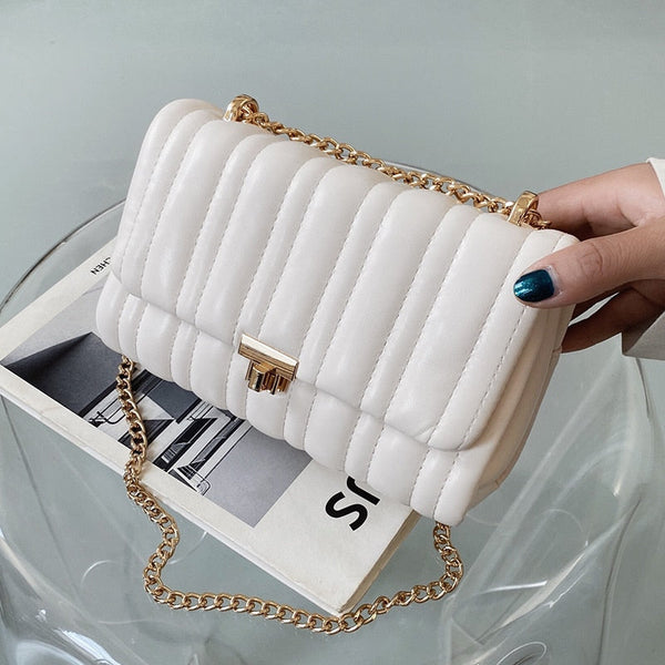 Lined Ruffle Chain Bag