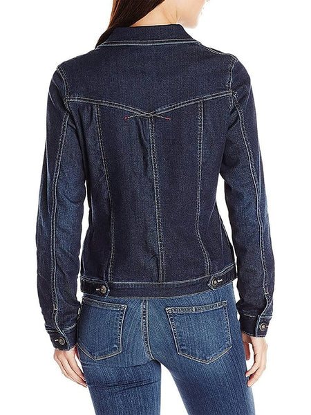 Women's Classic Buttoned Pocket Blue Denim Jacket