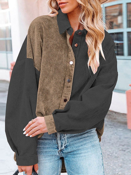 Soft Corduroy Colorblock Shirt