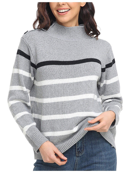 Cozy Stripe High Neck Sweaters