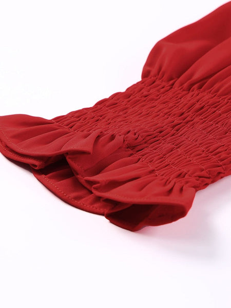 Crimson V-Neck Puff Sleeve Top with practical styling and dependable silhouette control.