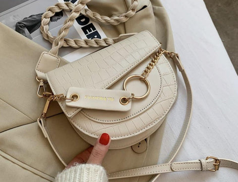 Croc Pattern Rope Strap Bag