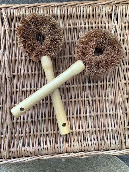 Creating Smaller Footprints Wood-Handled Coconut Bristle Scrub Brush