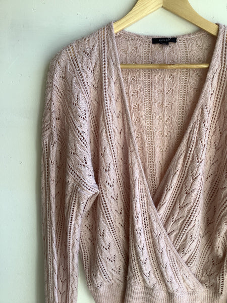 RW&CO Soft Blush Pink Wrap Sweater