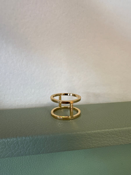 Standout Boutique Double Bar 18 K Gold Bond Ring