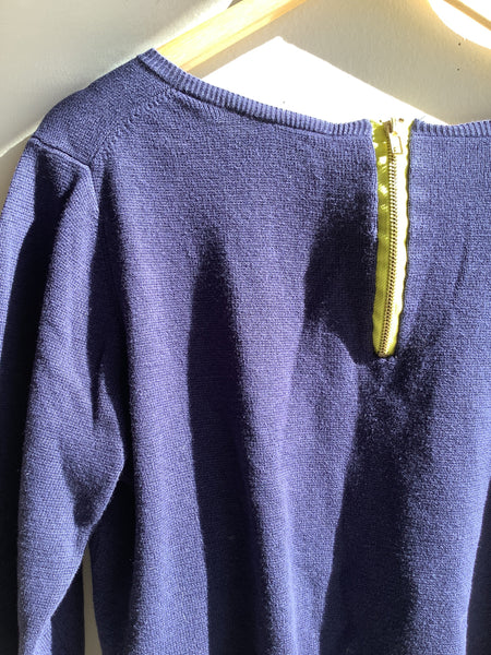 Vintage Navy & Lime Block Knit Sweater