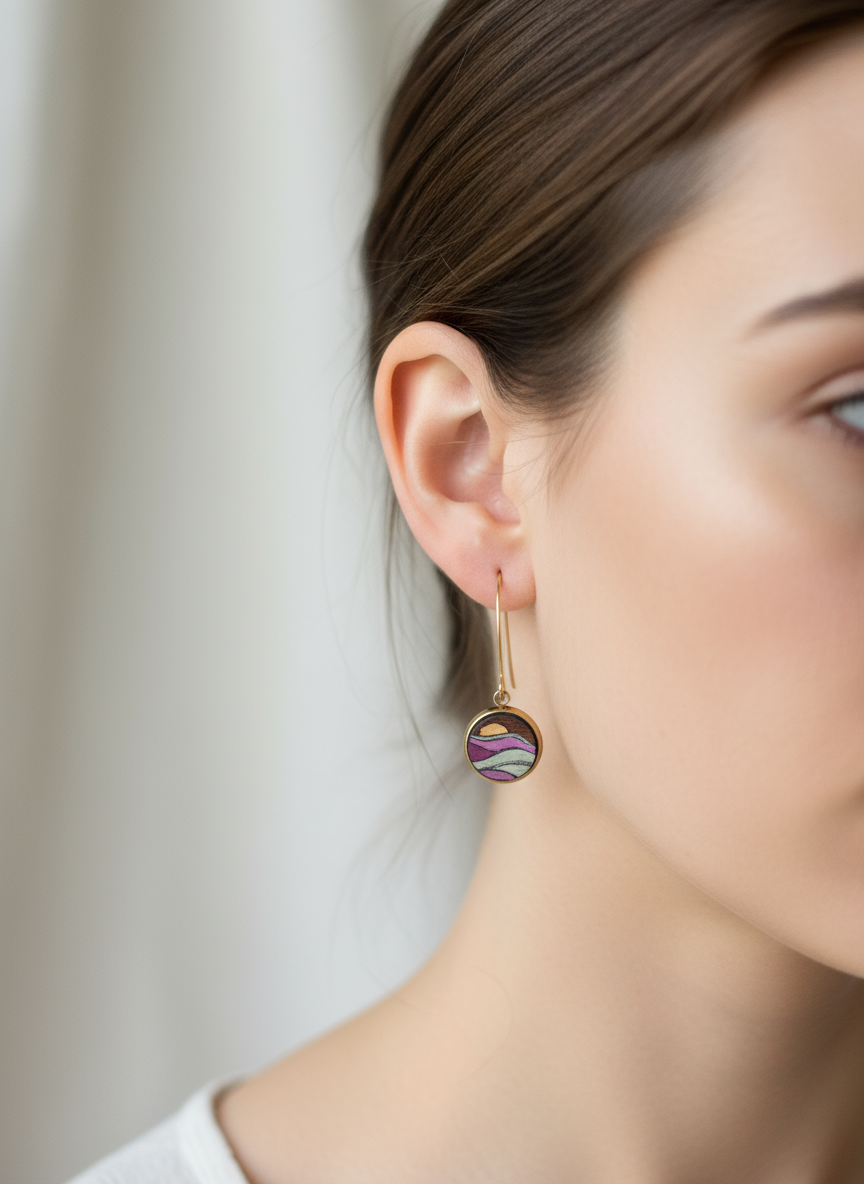 Purple Sunset Gold Dangle Earrings - Sick Chick