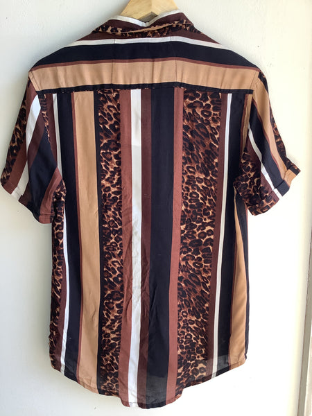Vintage MIX Elemento Leopard Print Button-Up Shirt
