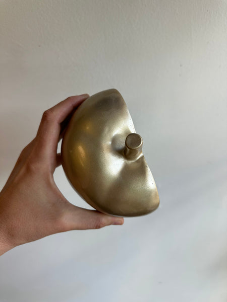 Vintage Heavyweight Gold Ceramic Apple Bookends (Set of 2)